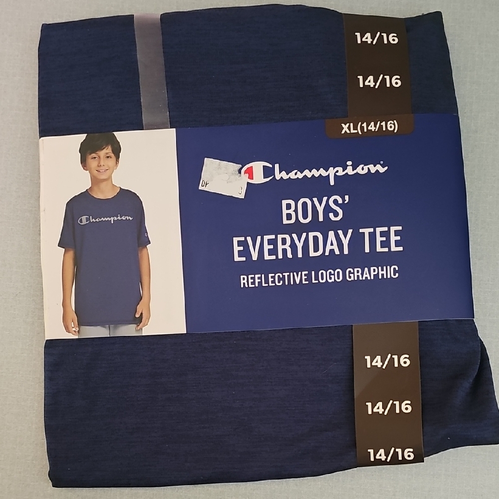 Champion Boys' Reflective Logo Tee - Navy